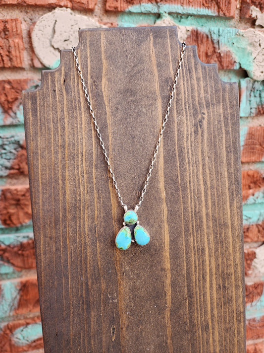 3-Stone Sonoran Gold Turquoise Necklace - 18"