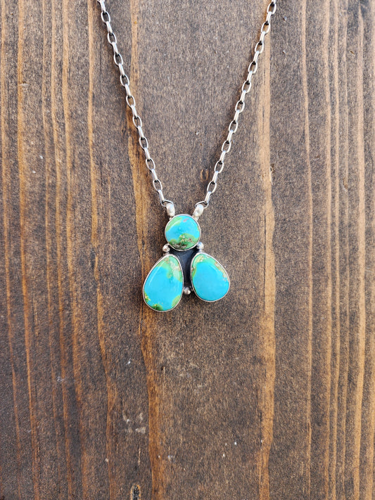 3-Stone Sonoran Gold Turquoise Necklace - 18"