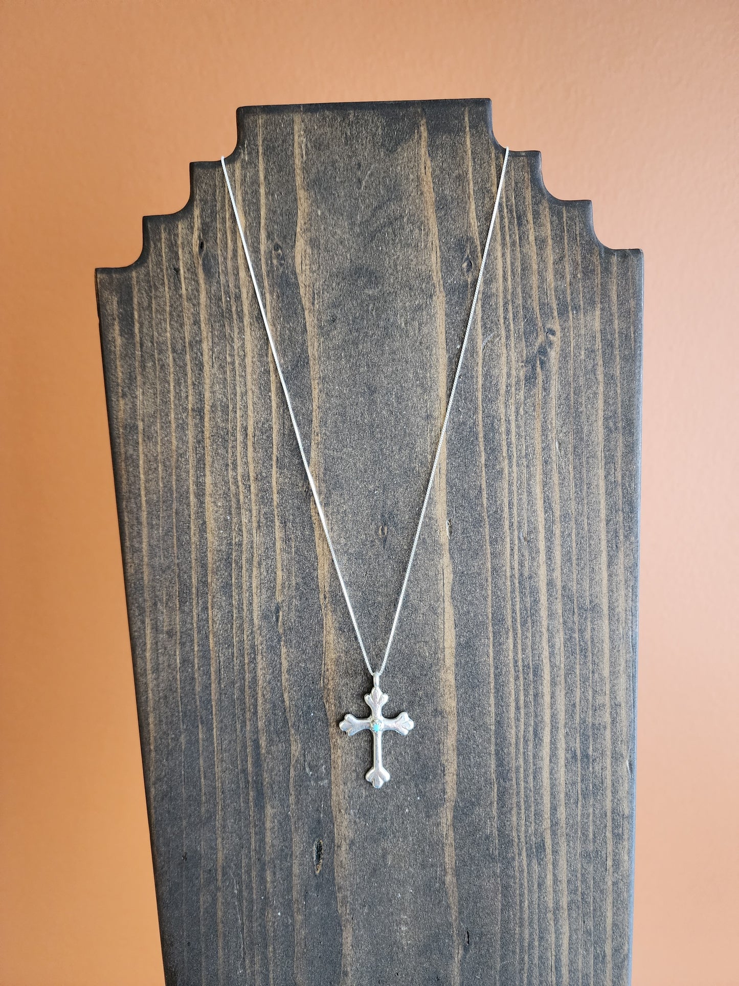 Alice Skeets Sterling Silver Turquoise Cross Necklace - 18"