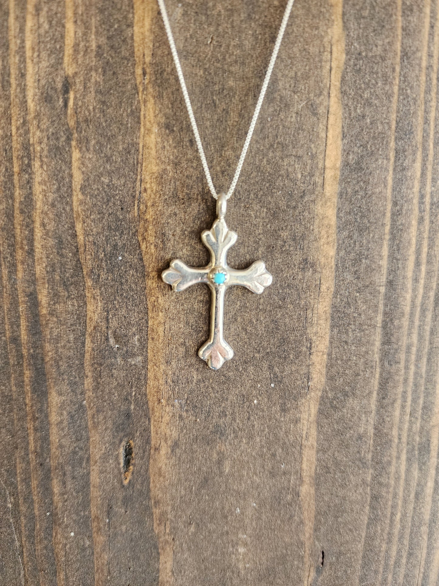 Alice Skeets Sterling Silver Turquoise Cross Necklace - 18"