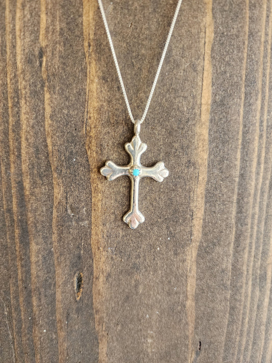 Alice Skeets Sterling Silver Turquoise Cross Necklace