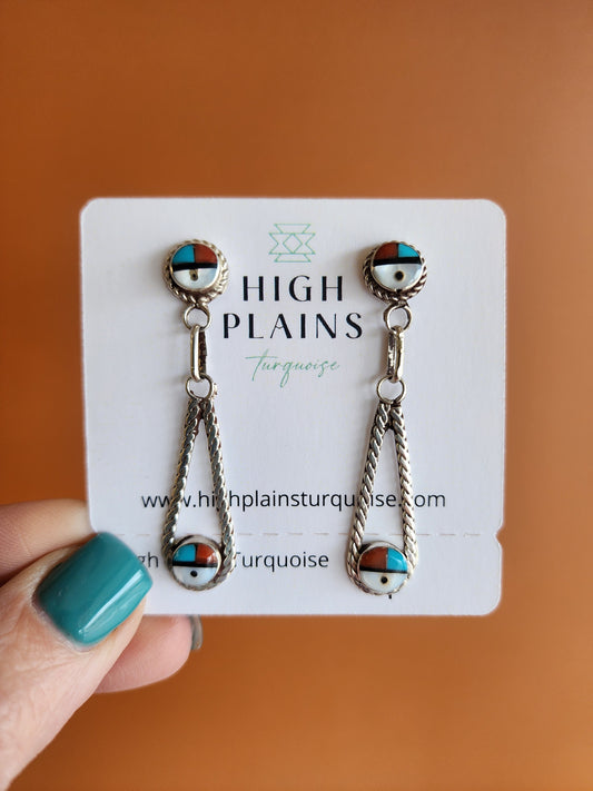 Zuni Double Sunface Drop Earrings