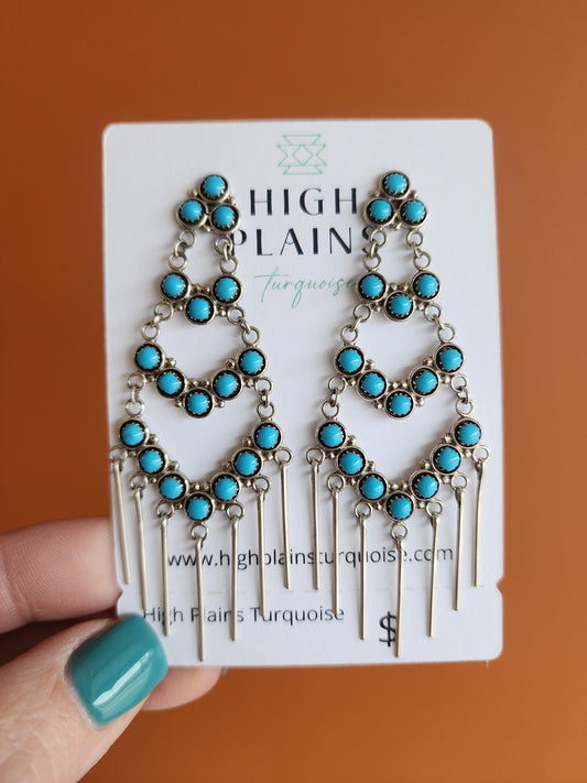 Zuni Turquoise Snake Eye Chandelier Earrings