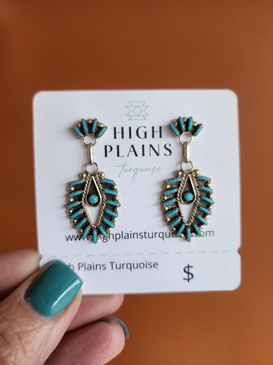 Zuni Philander Gia Needlepoint Turquoise Earrings