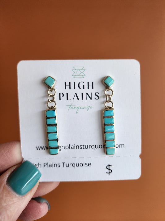 Zuni Turquoise Inlay Stick Style Earrings