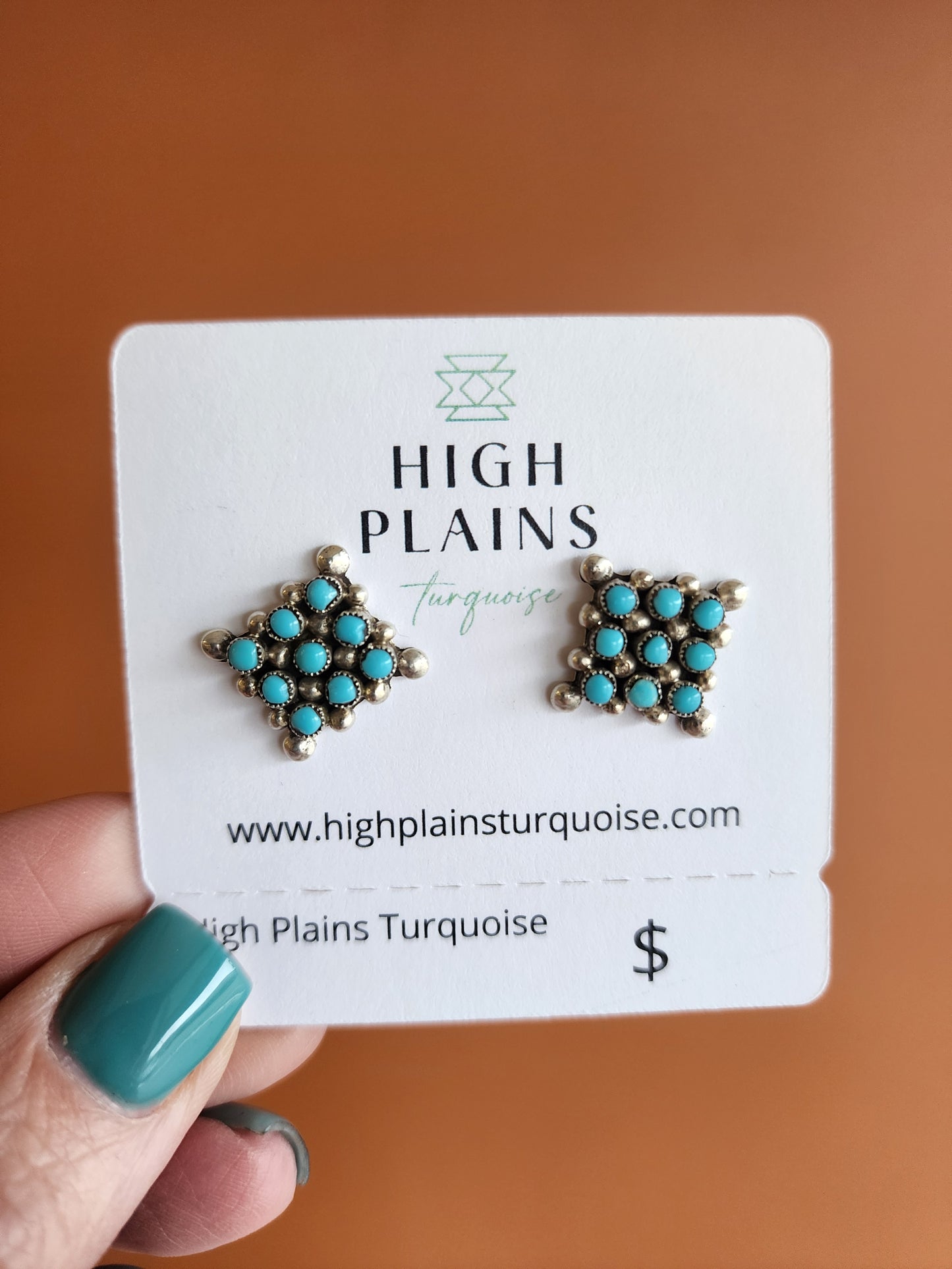 9-Stone Zuni Snake Eye Turquoise Studs