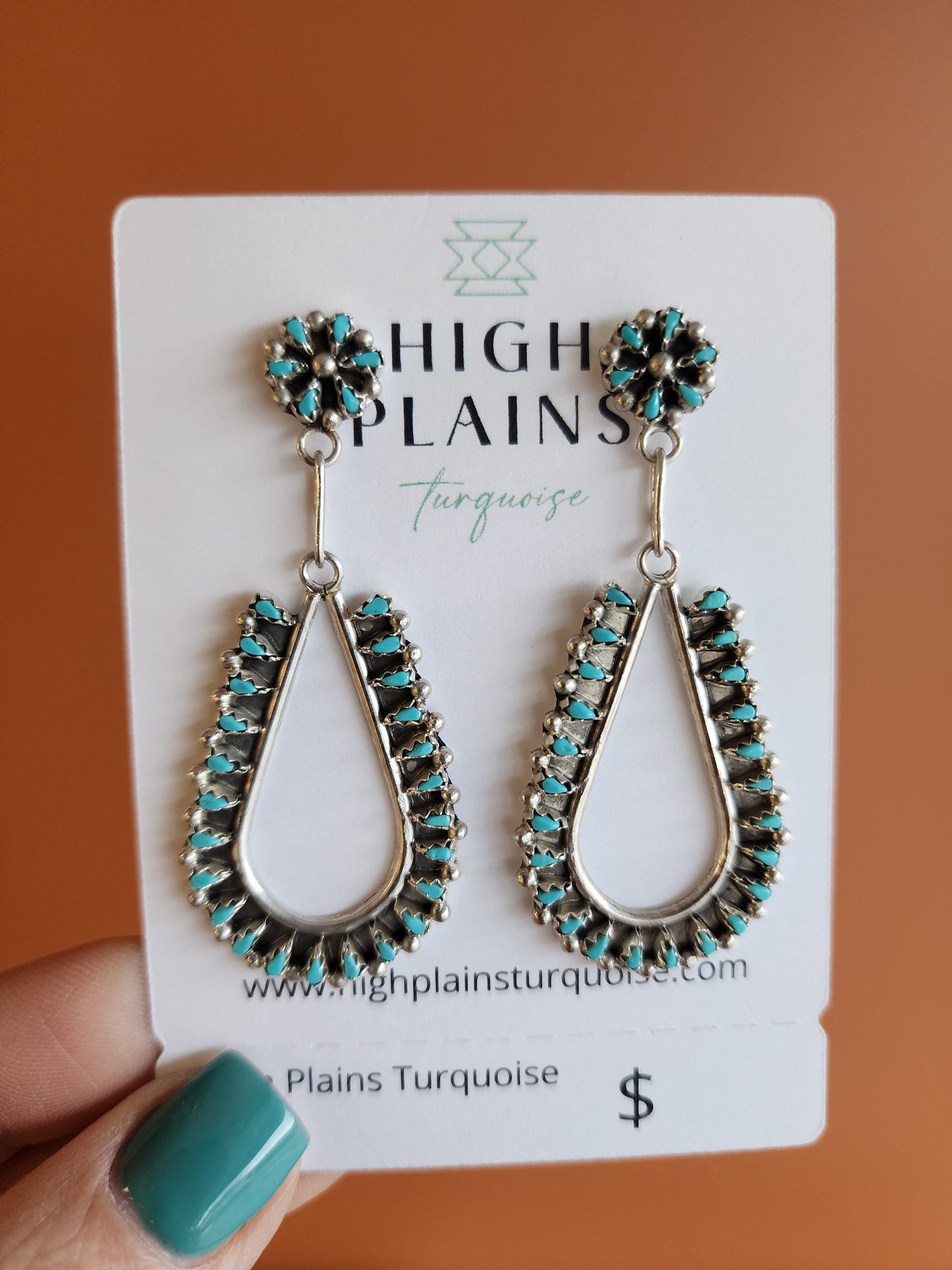 Zuni Tricia Leekity Turquoise Needlepoint Earrings