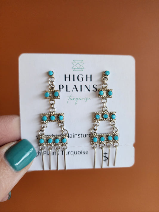 Zuni Ashley Lalio Turquoise Snake Eye Chandelier Earrings