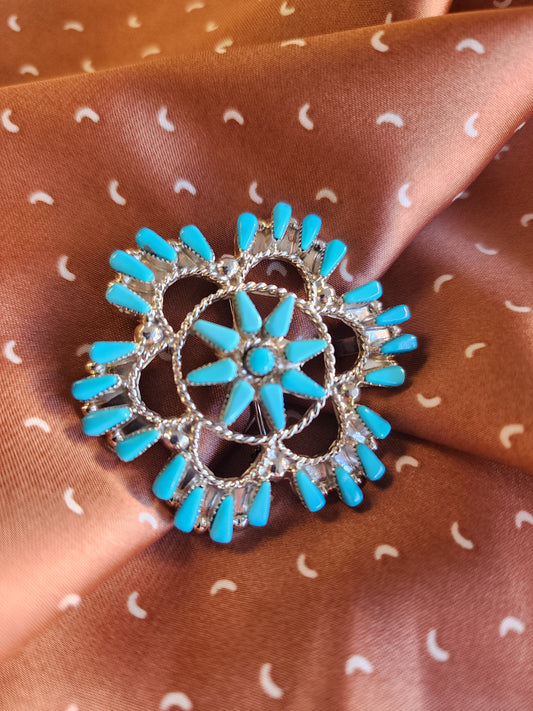 Zuni Vera Halusewa Kingman Turquoise Pin/Pendant