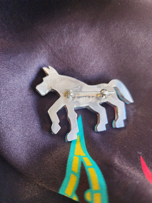 Zuni Stephen Lonjose Multi-Stone Horse Pin