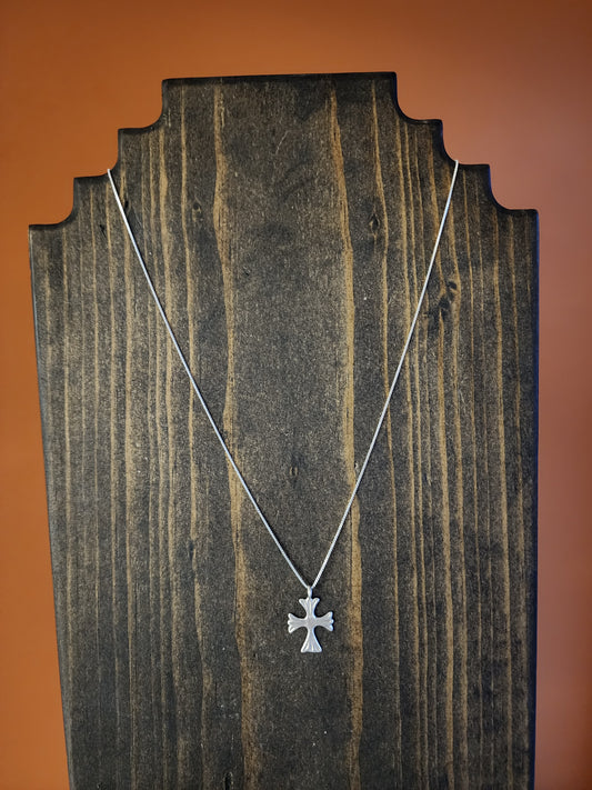 Navajo Sterling Silver Cross Pendant Necklace