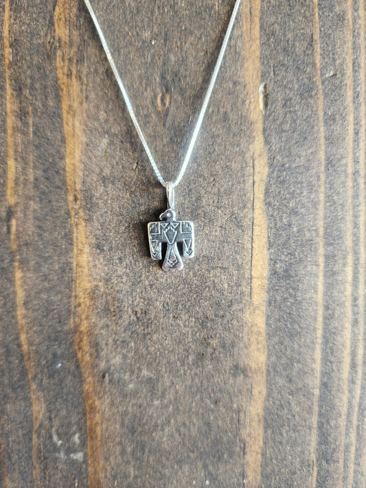 Sterling Silver Thunderbird Pendant Necklace - 16"