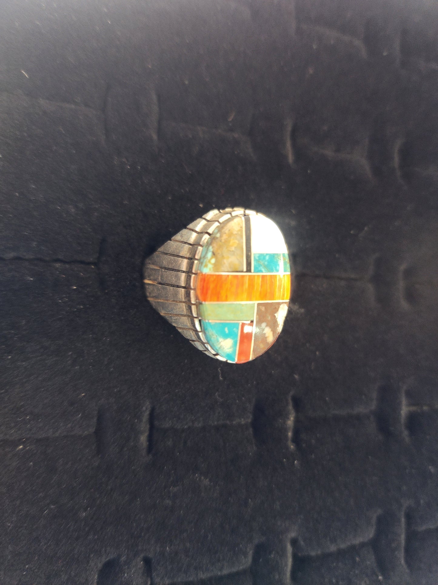 Men's Multi-Stone Inlay Sterling Silver Ring