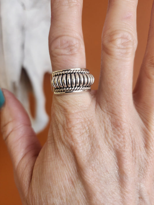 Thomas Charley Sterling Silver Ribbed Ring