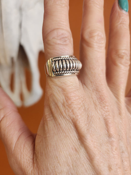 Thomas Charley Sterling Silver Ribbed Ring