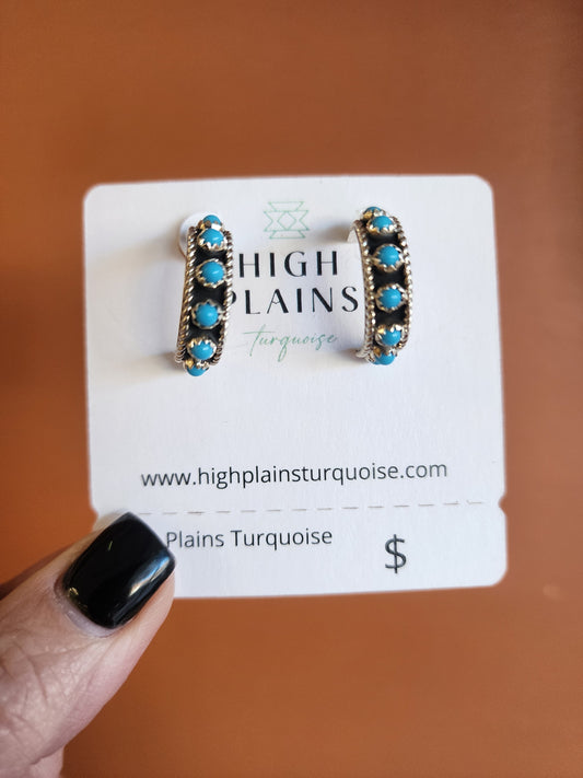 Navajo Kingman Turquoise Half Hoops