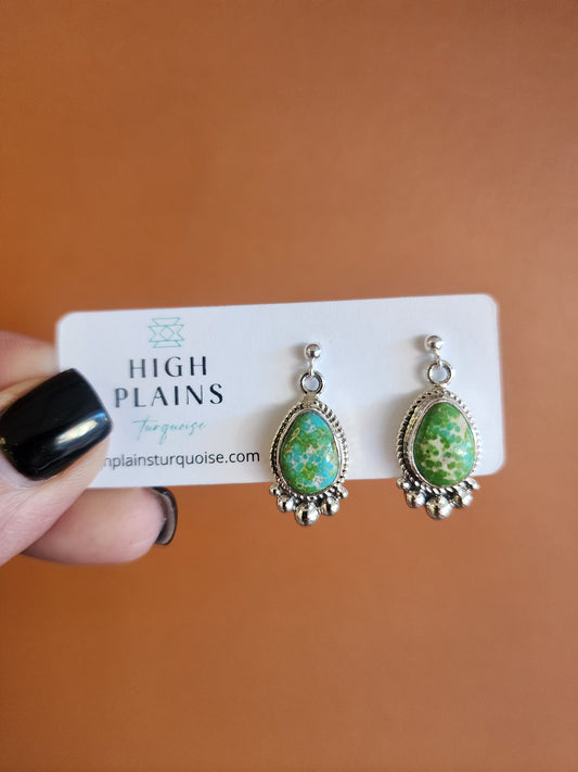 Navajo Petite Sonoran Gold Turquoise Earrings