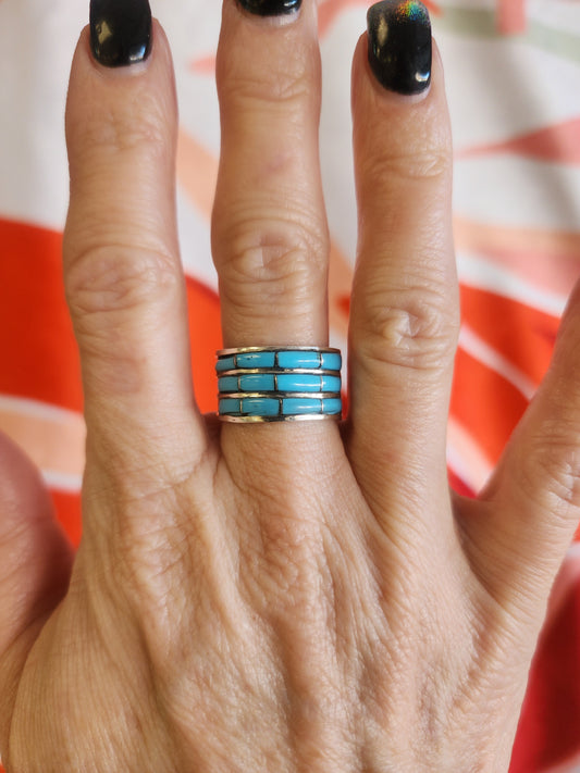 Navajo Sterling Silver Kingman Turquoise Ring