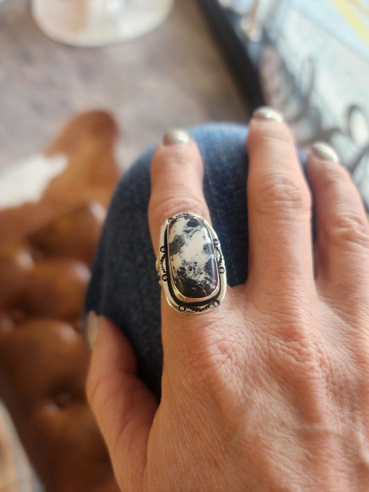 White Buffalo Sterling Silver Ring (7)