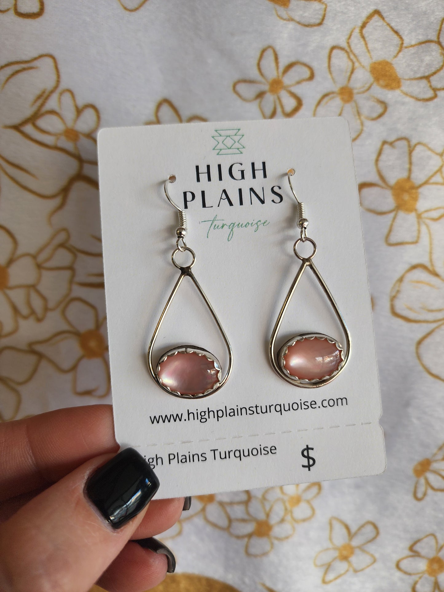 Pink Mother of Pearl Drop Earrings