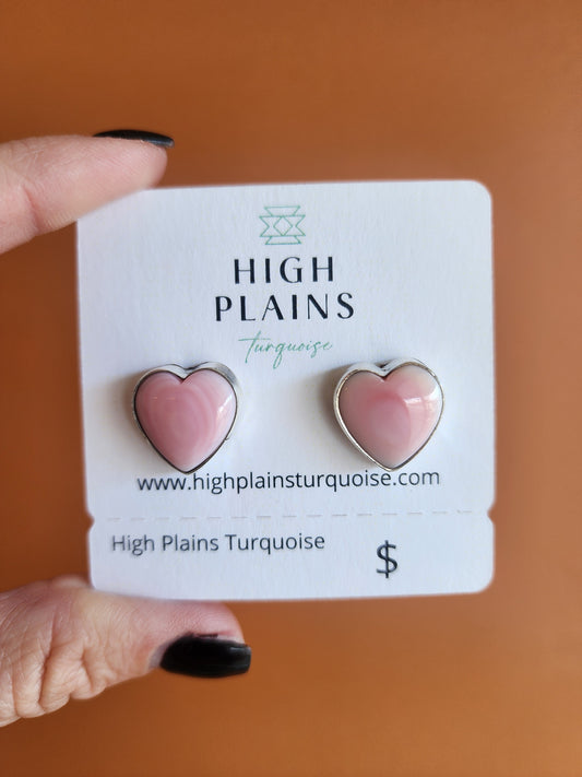 Pink Conch Heart Stud Earrings