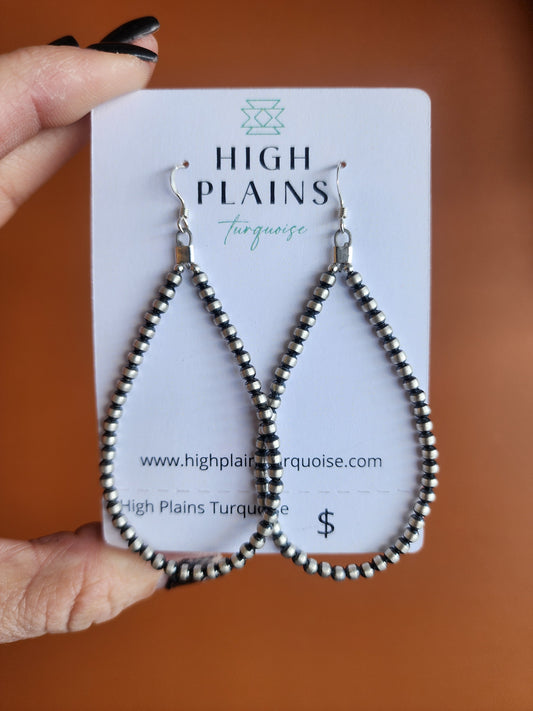 3" Sterling Silver Beaded Hoop Earrings