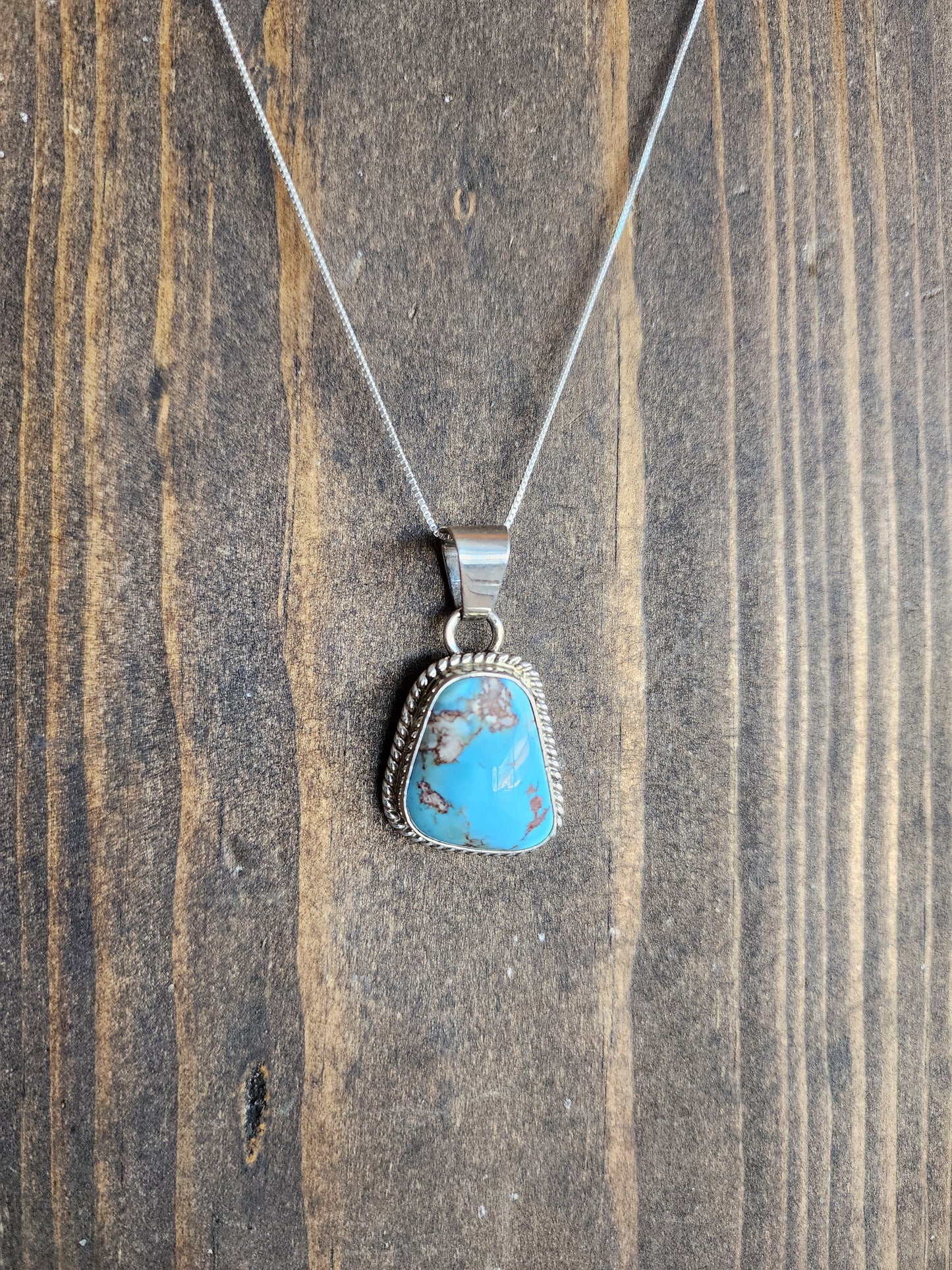 Golden Hills Turquoise Pendant Necklace with Sterling Silver Rope accent