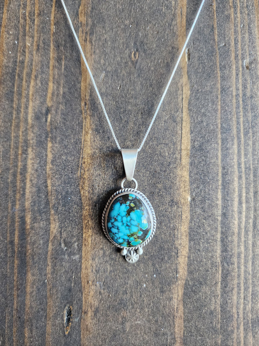 Blue Moon Turquoise Pendant Necklace with Sweet Sterling Embellishment