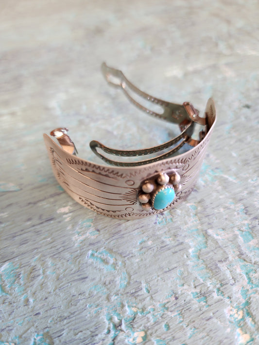 Sterling Silver Kingman Turquoise Hair Clip