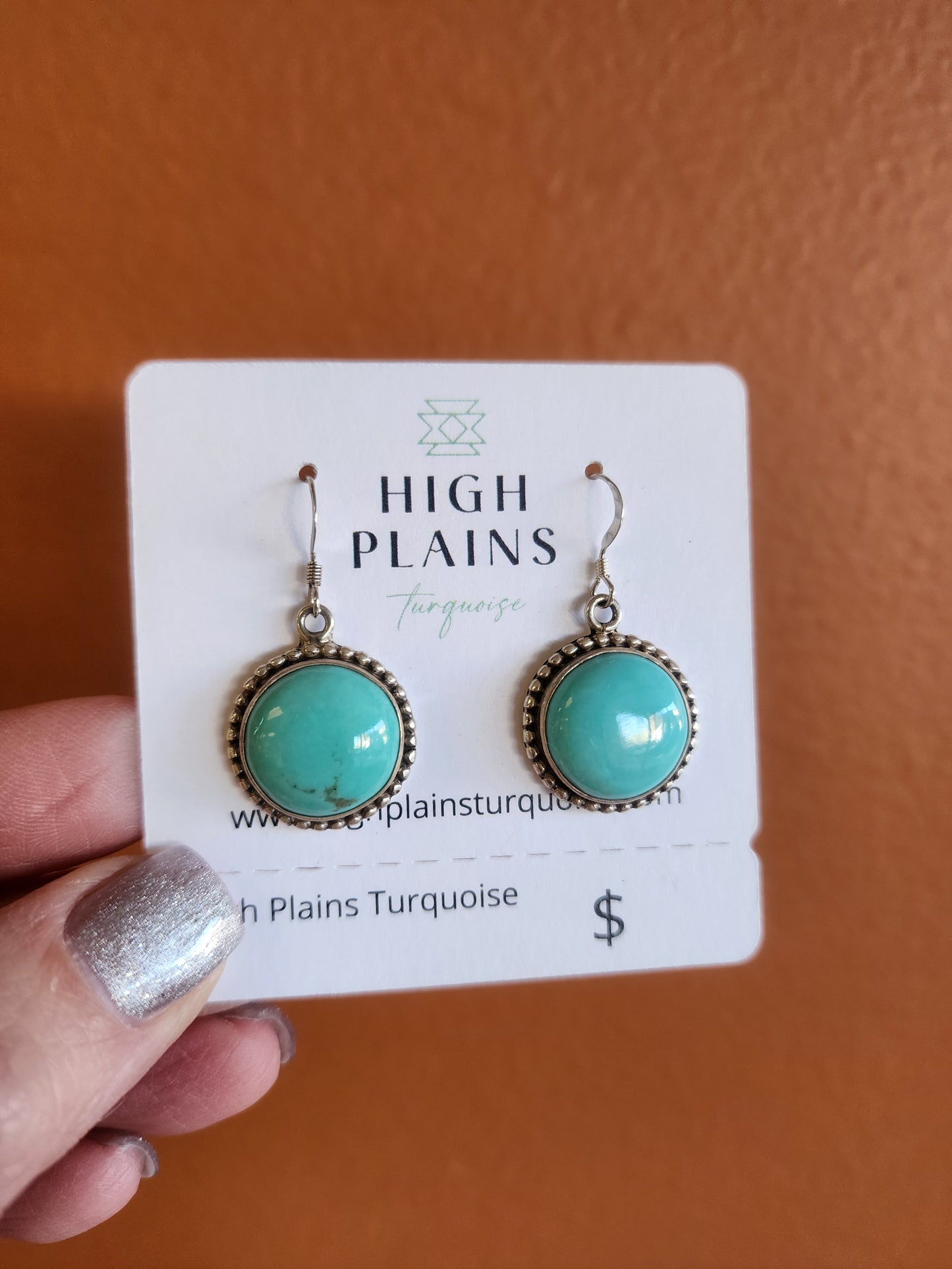 Campitos Turquoise Earrings with Sterling Silver Beaded accent