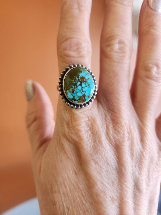 Navajo Handmade Sonoran Gold Turquoise Ring