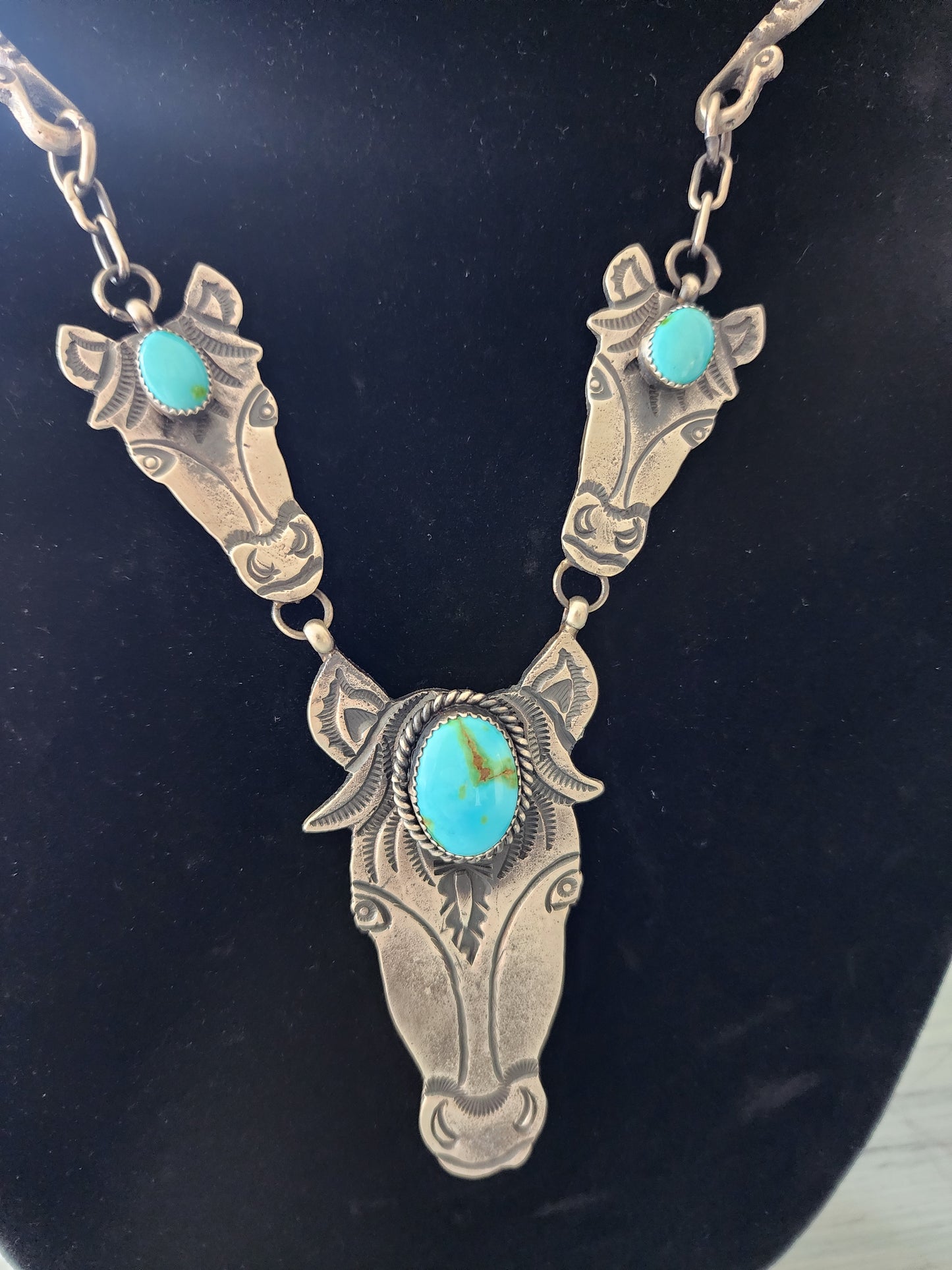 Expertly Crafted Sandcast and Sonoran Gold Turquoise Horse Set