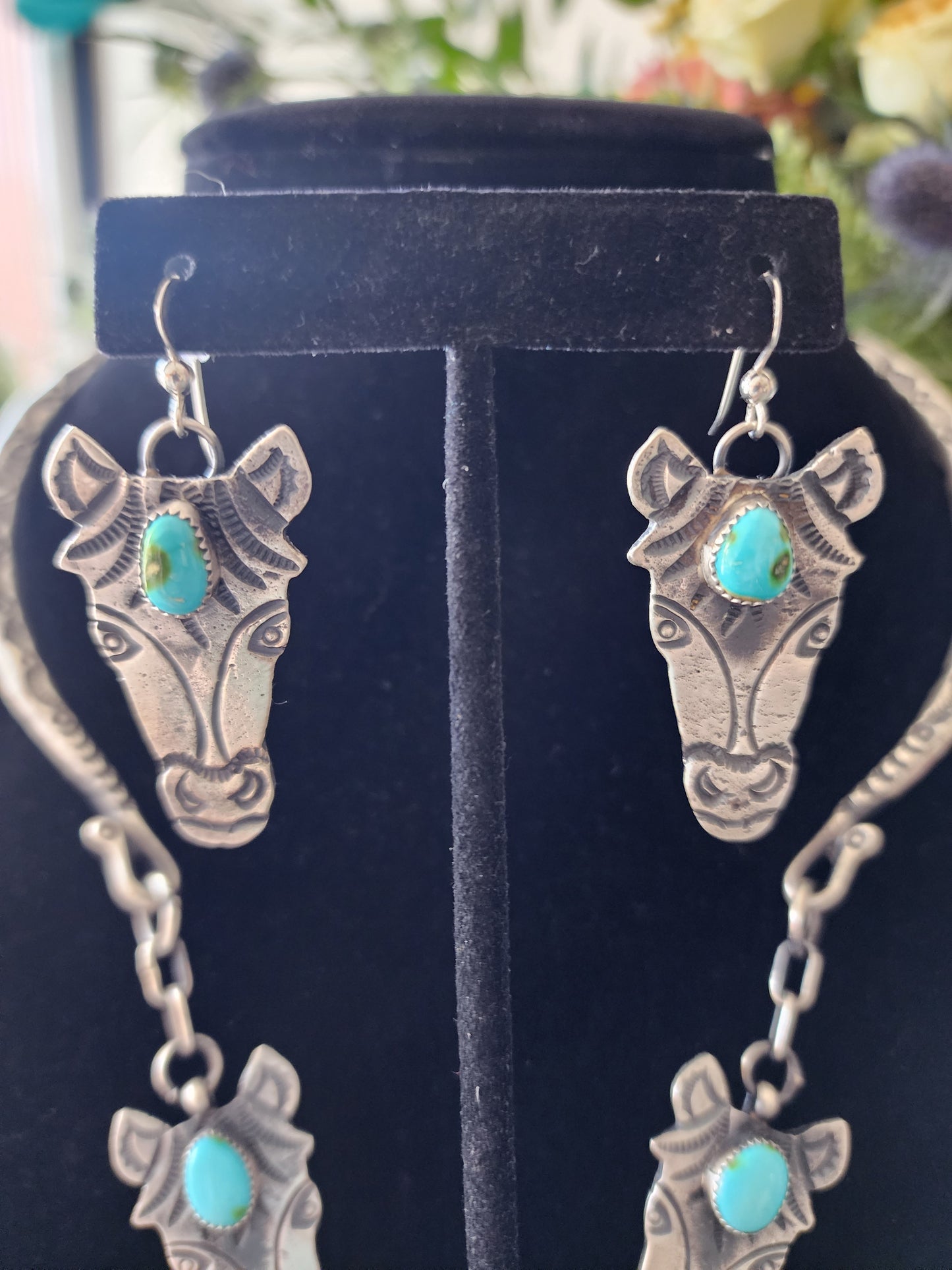 Expertly Crafted Sandcast and Sonoran Gold Turquoise Horse Set