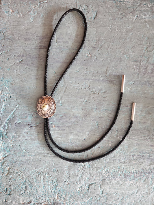Navajo Handmade Palomino Bolo Tie