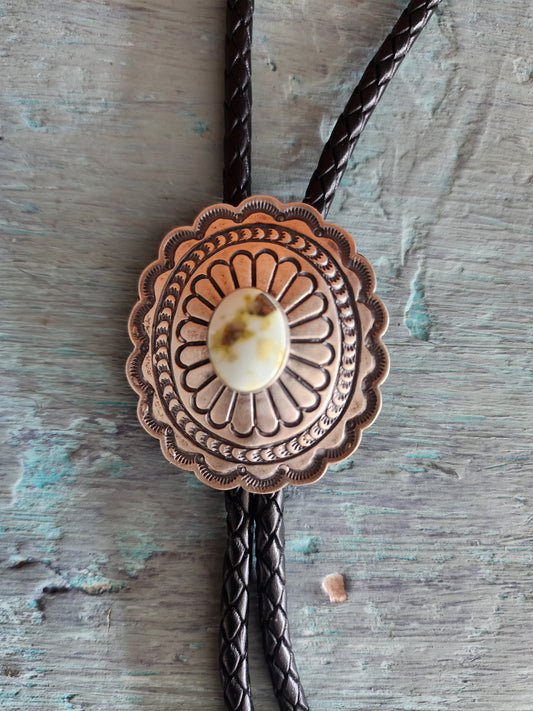 Navajo Handmade Palomino Bolo Tie