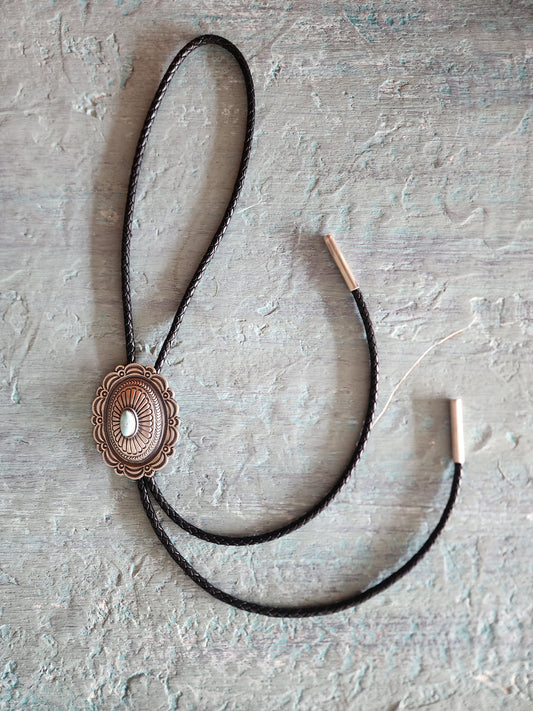 Navajo Handmade Number Eight Turquoise Bolo Tie