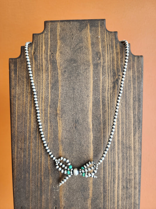 Sterling Silver Bowtie Necklace with Pop of Kingman