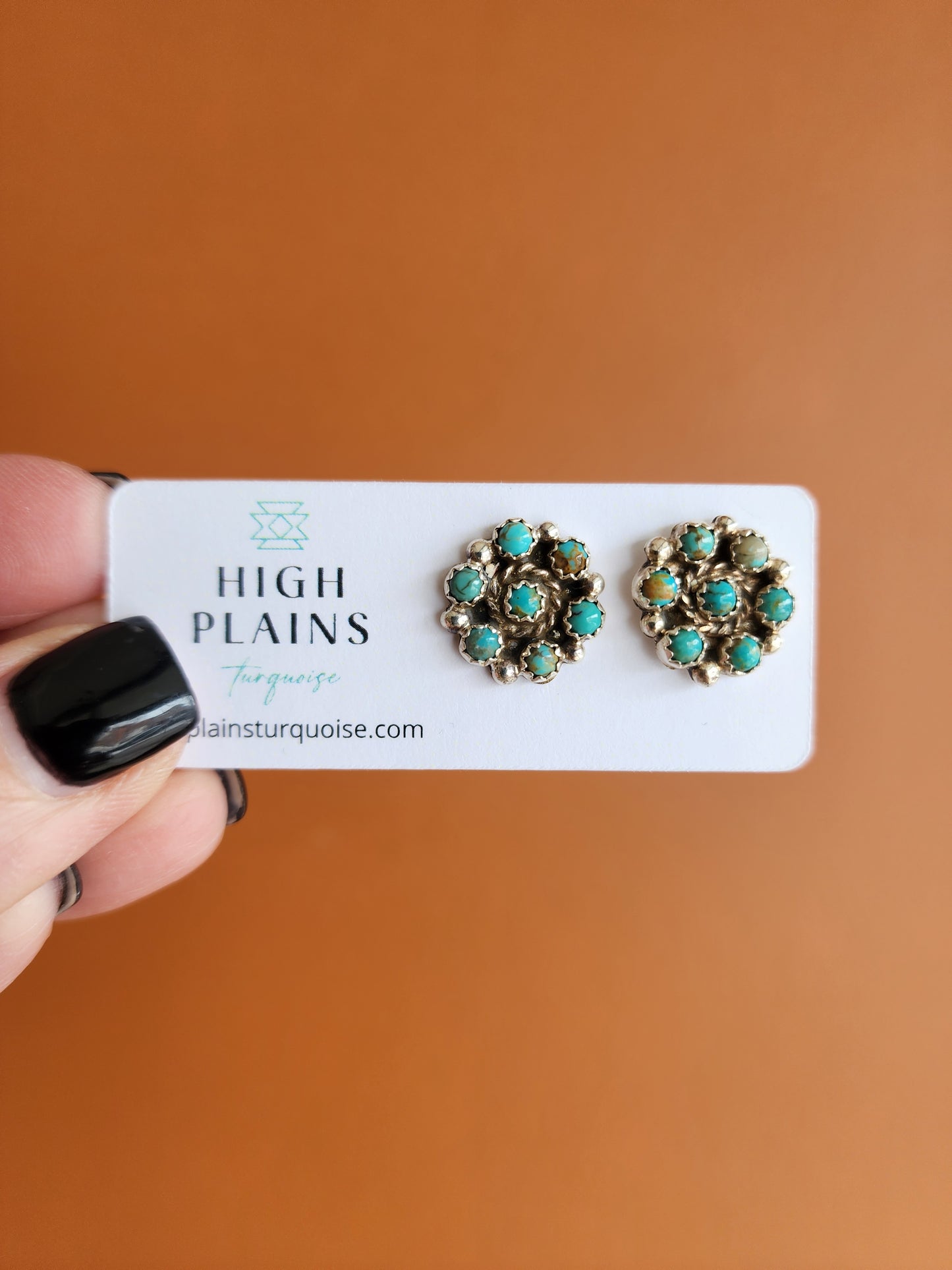 Petite 7-Stone Kingman Turquoise Post Back Earrings