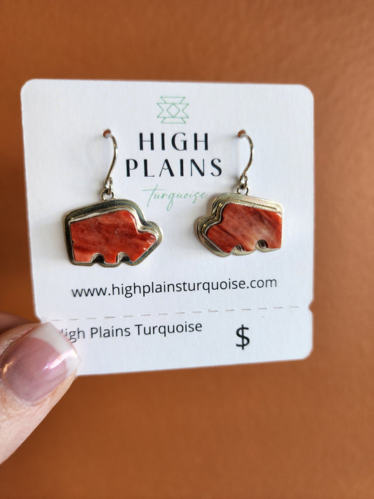 Red Spiny Buffalo French Hook Earrings