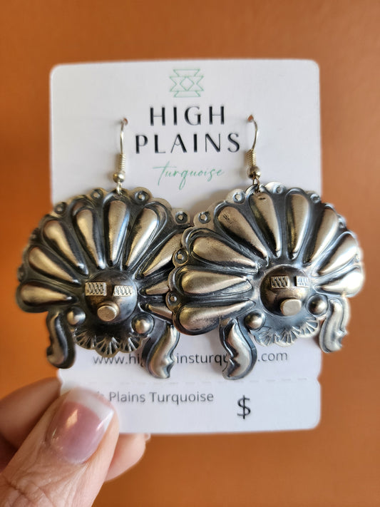 Tim Yazzie Sterling Silver Chief Earrings