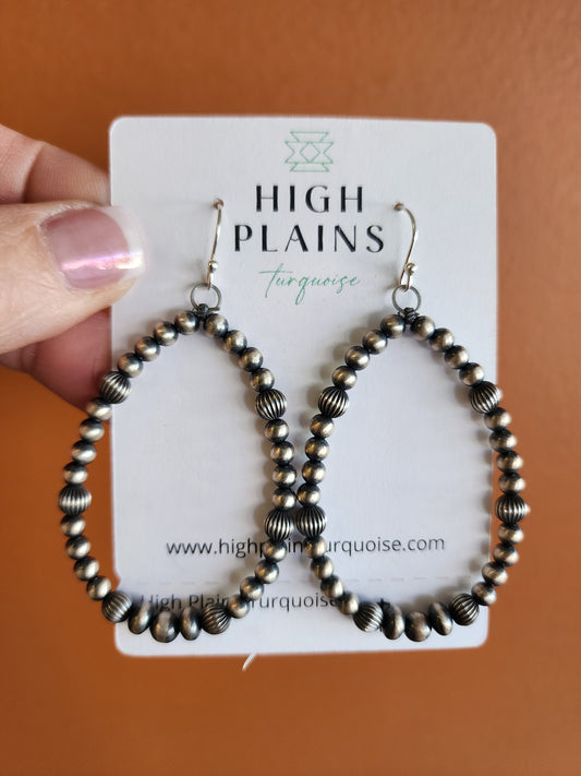 Sterling Silver Beaded Hoop Earrings