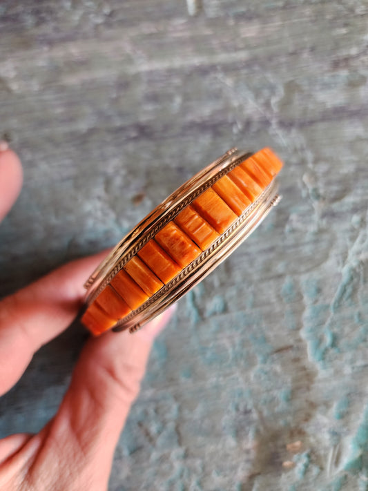 Spiny Oyster Inlay Cuff Bracelet