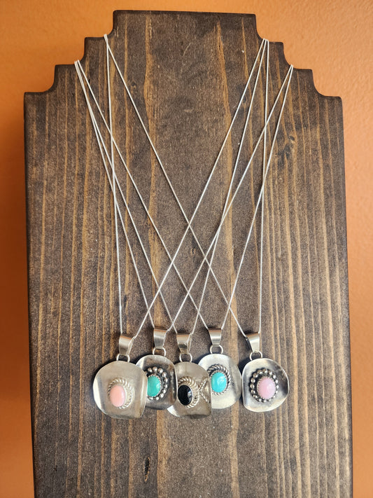 Sterling Silver Cowboy Hat Pendant Necklace with accent stone