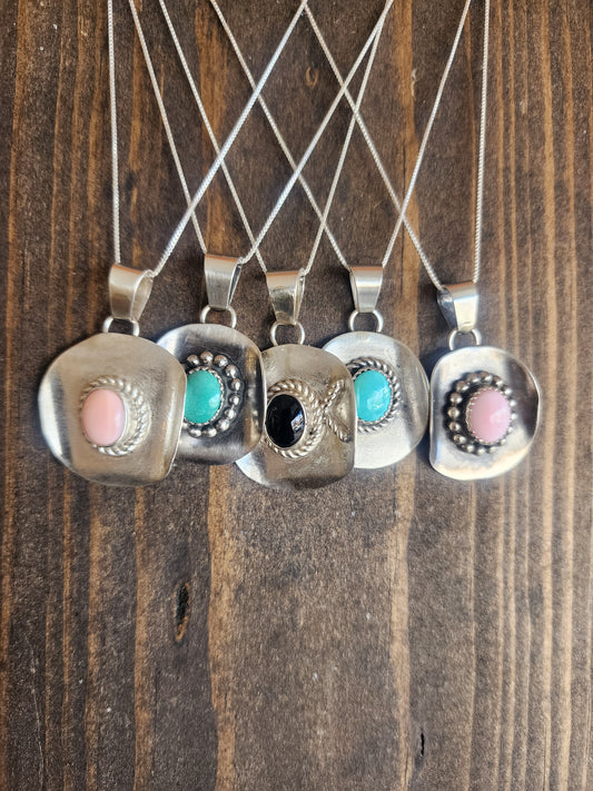 Sterling Silver Cowboy Hat Pendant Necklace with accent stone