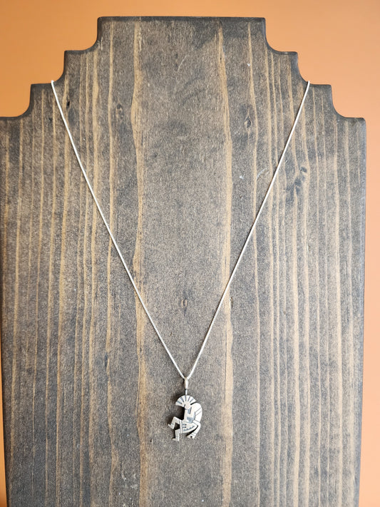 Sterling Silver Kokopelli Dancer Pendant Necklace