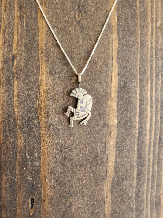 Sterling Silver Kokopelli Dancer Pendant Necklace