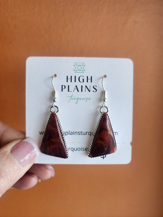 Purple Spiny Triangle Earrings