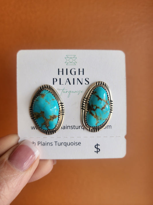 Kingman Turquoise Post Back Earrings