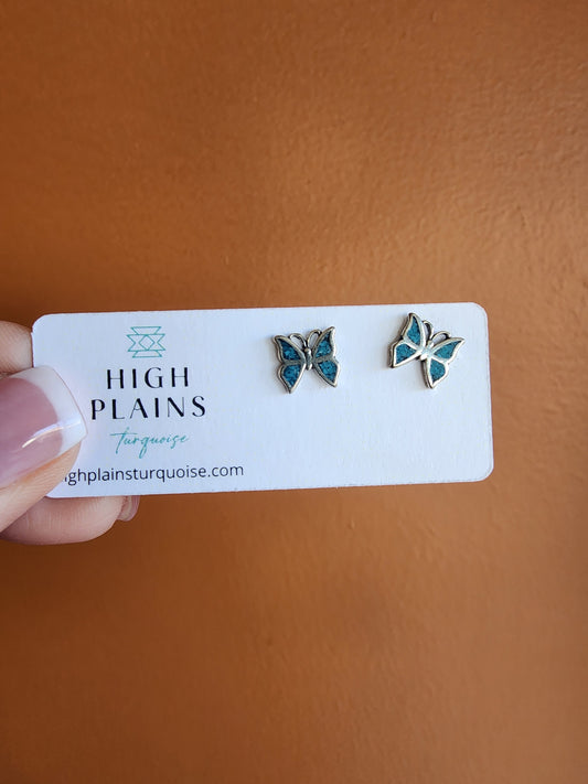 Turquoise Inlay Butterfly Earrings
