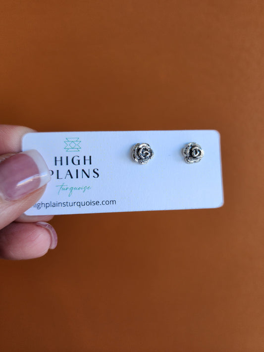 Sterling Silver Rose Earrings